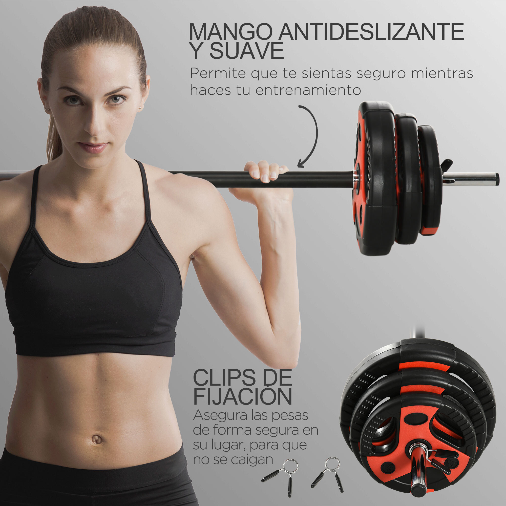 Sportnow Juego De Barra De Pesas Con Mancuernas Set De Musculaci N