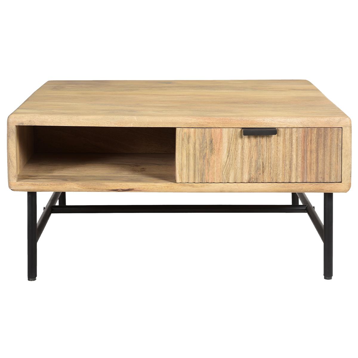 Miliboo Table basse carrée avec rangements 2 tiroirs bois clair