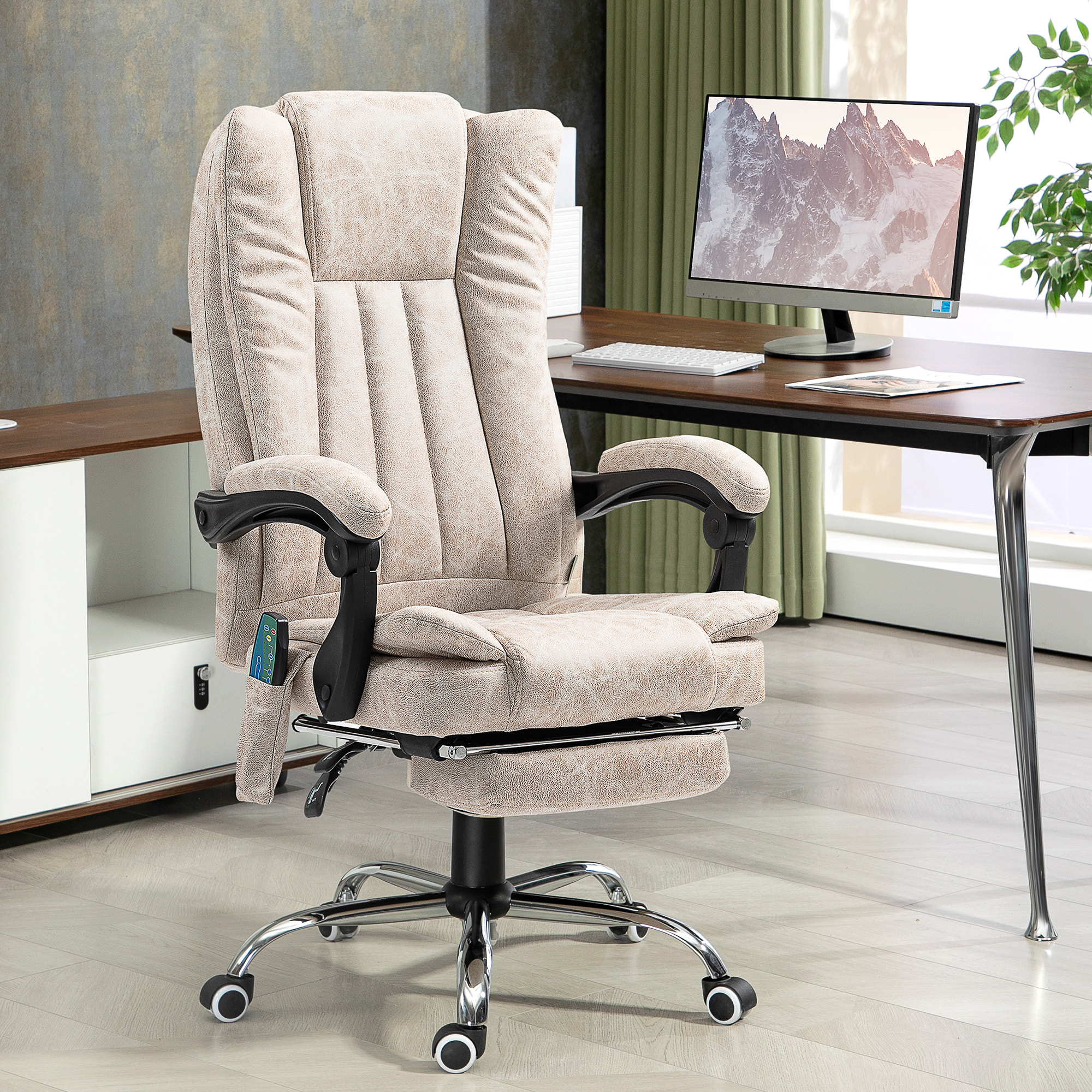 Homcom Fauteuil De Bureau Direction Massant Chauffant Hauteur