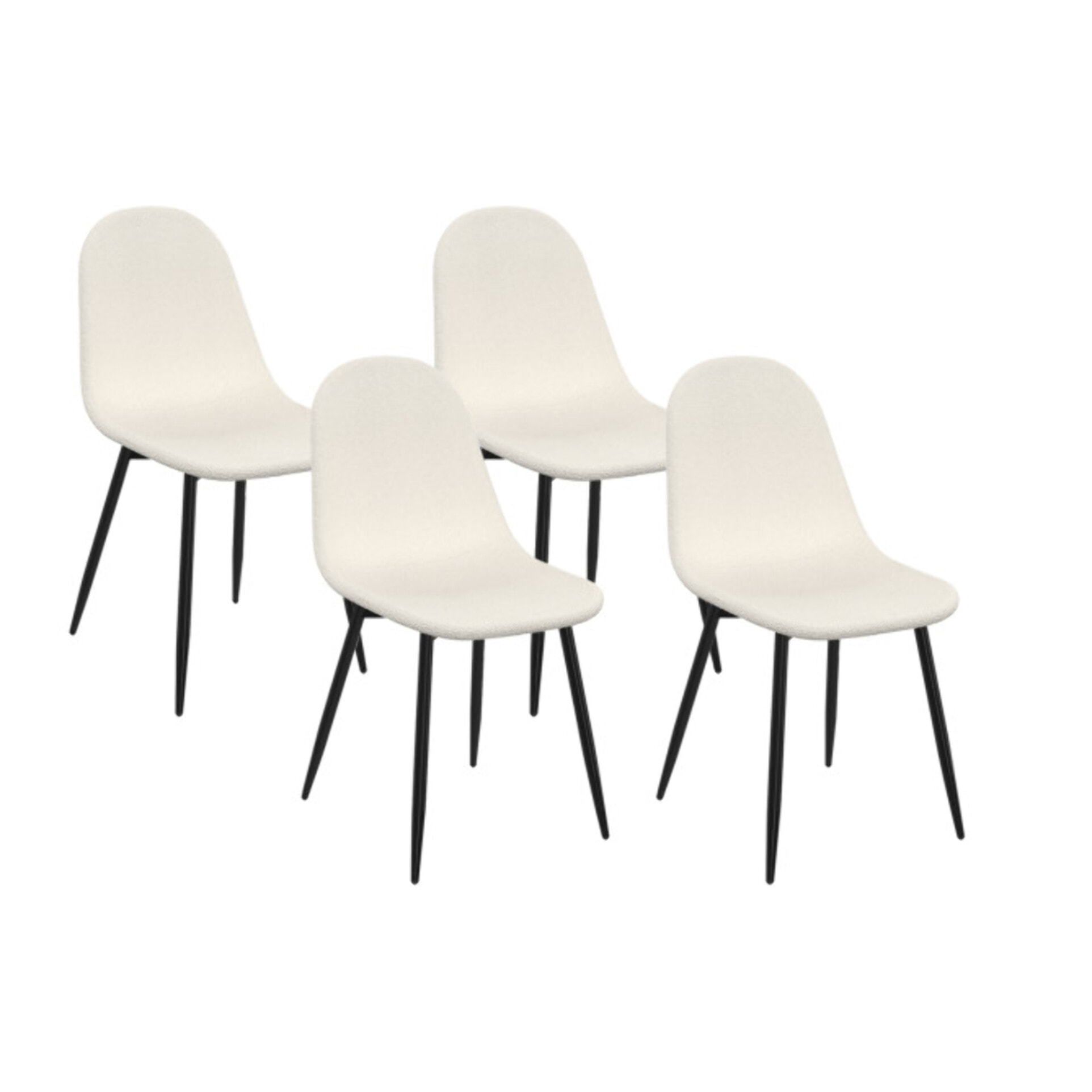 Gaston Et Hortense Chaises Sofia Blanc Bouclette Pieds Noirs Veepee