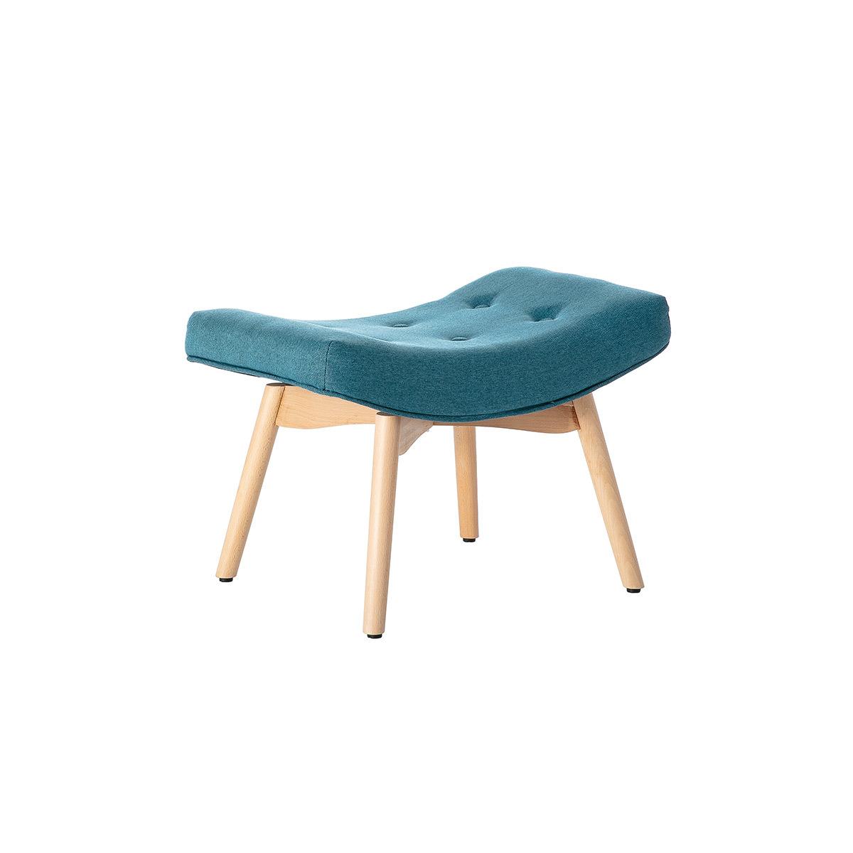 Miliboo Fauteuil Avec Repose Pieds Scandinave En Tissu Bleu Canard Et