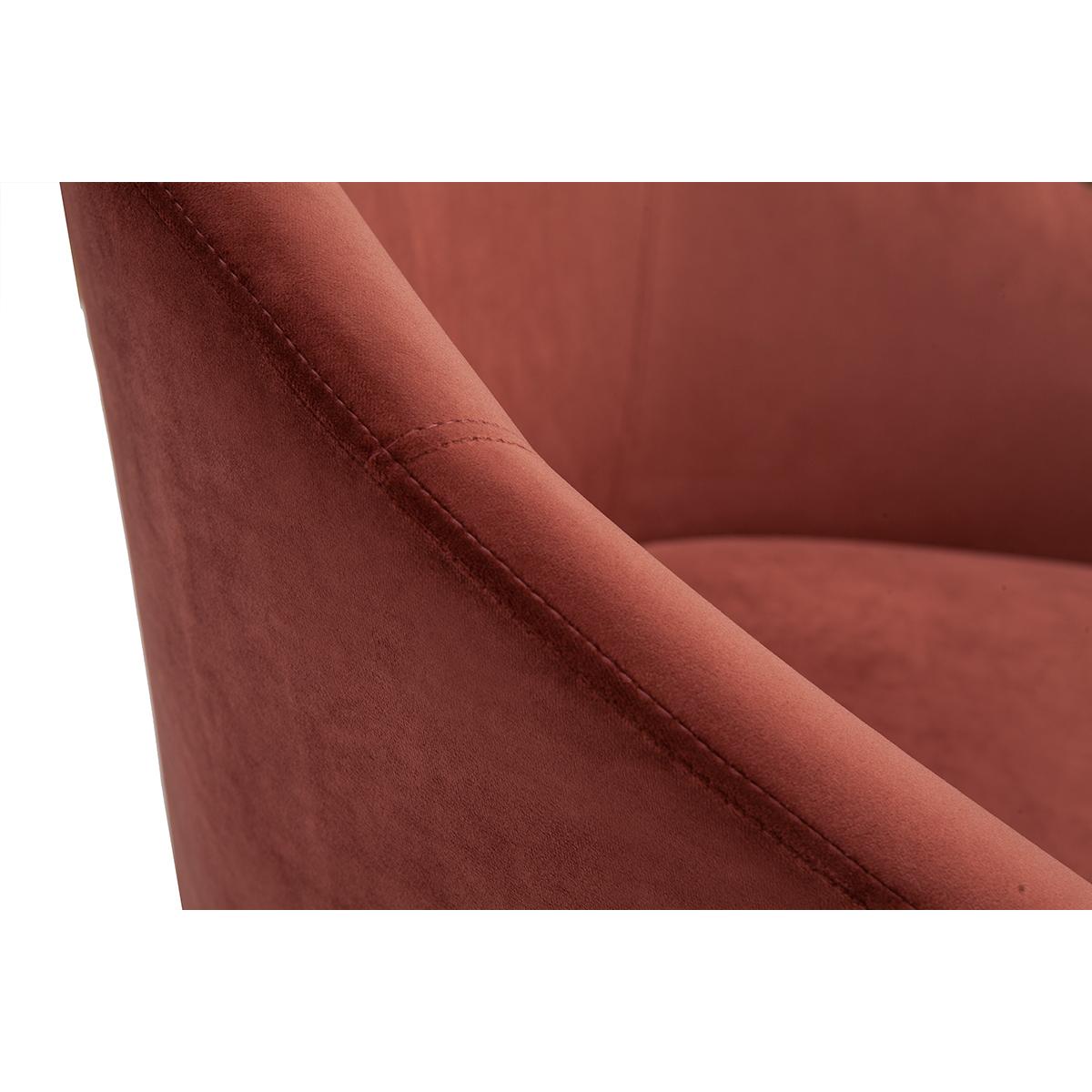 Miliboo Fauteuil design en tissu velours rouge tomette et métal noir