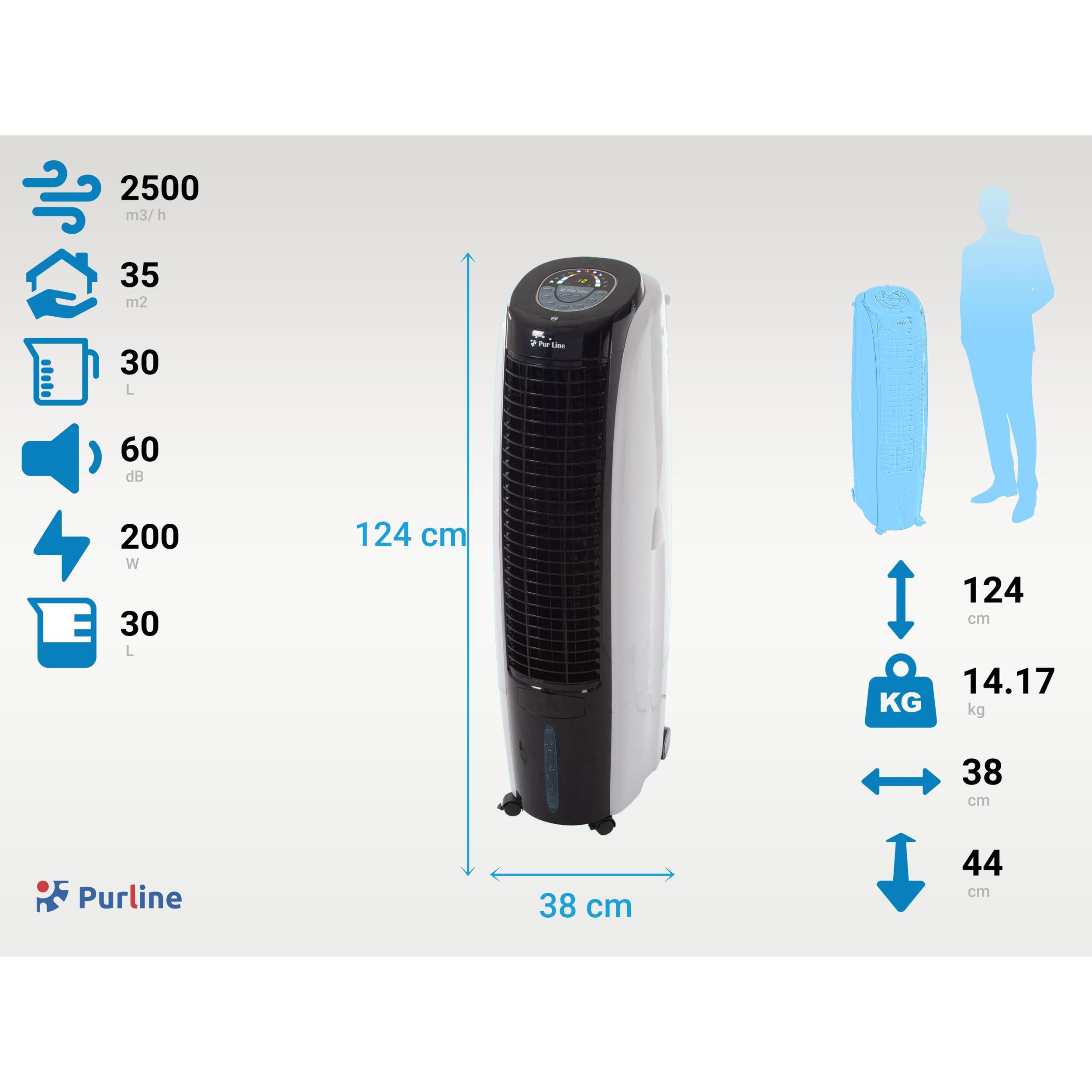Rafraichisseur d'air par évaporation à débit élevé 6 vitesses