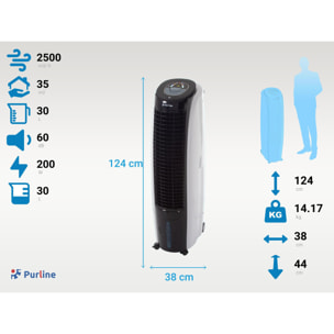 Rafraichisseur d'air par évaporation à débit élevé 6 vitesses