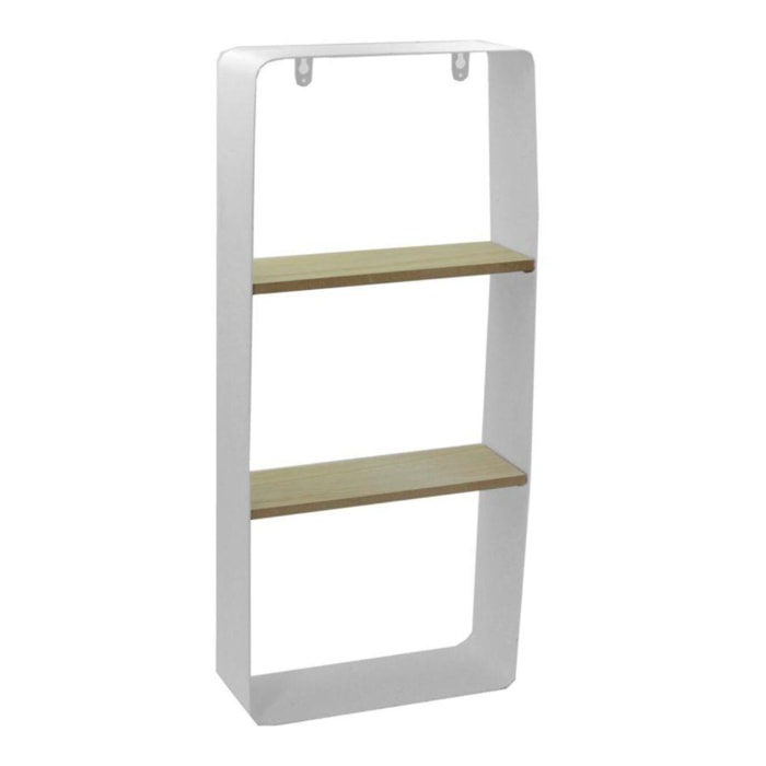 Mensola in metallo bianco e legno 2 piani cm25,5x10h57