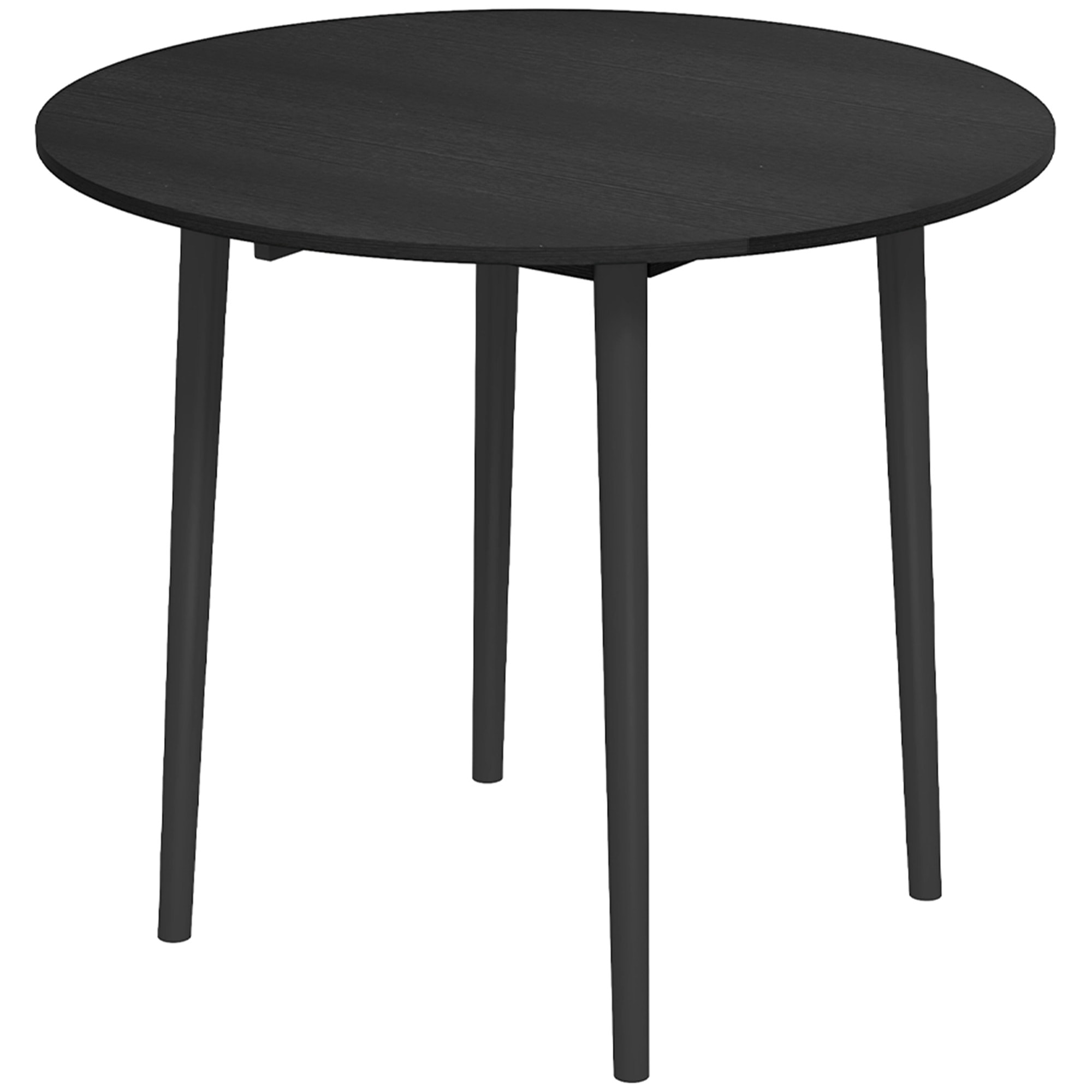 Table ronde de salle à manger cuisine pliable 2 abattants Ø 89 cm bois de pin noir