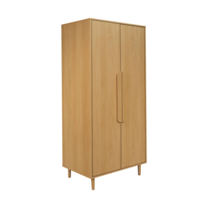 Armoire dressing décor bois 2 portes, étagères et penderie JULIANA