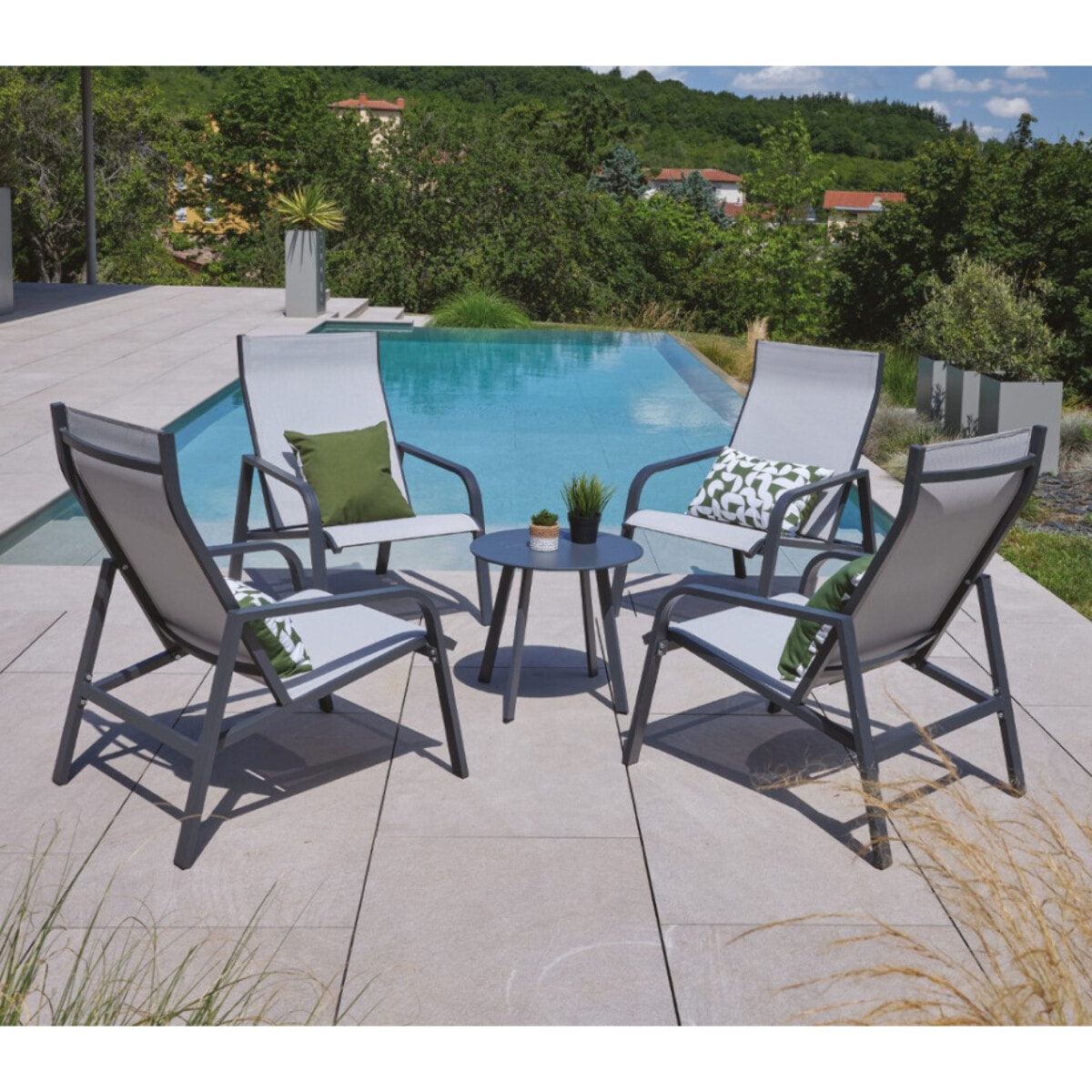 Lot de 2 coussins extérieur - 40x40x15 - CONVEXE ALGUE