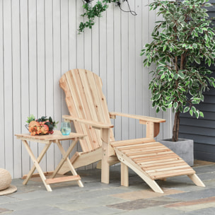 Fauteuil de jardin Adirondack pliable avec repose-pied et table basse bois sapin traité naturel