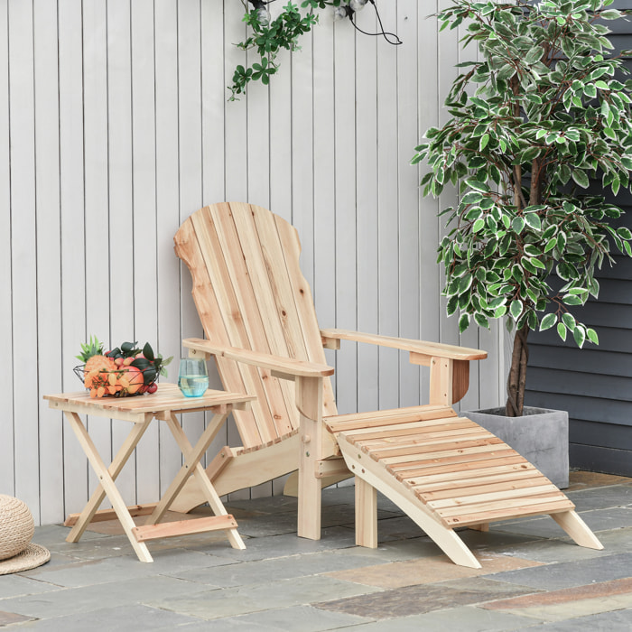 Fauteuil de jardin Adirondack pliable avec repose-pied et table basse bois sapin traité naturel