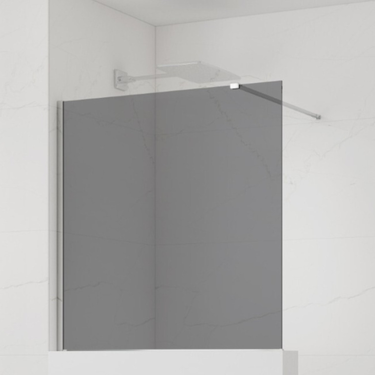 Pare-muret 120x100cm Paroi en verre Crystal Glass® 8 mm anticalcaire, avec bras et profilés chrome brillant (SATBWIS120KSPR)