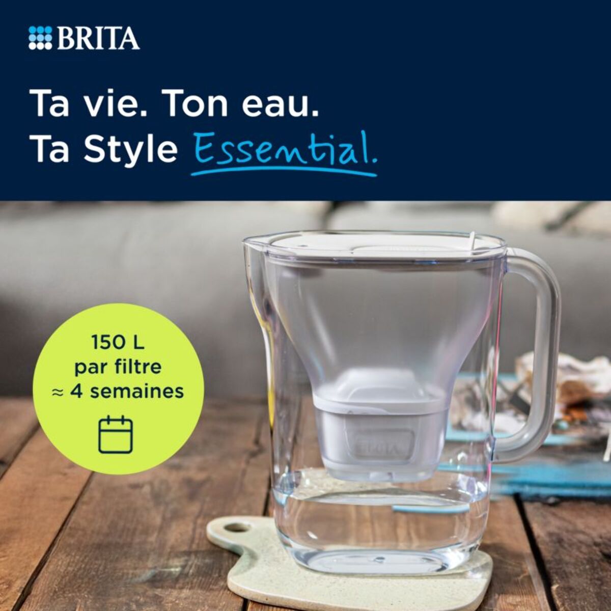 Carafe filtrante BRITA Style Essential Blanc + 1 cartouche Maxtra Pro