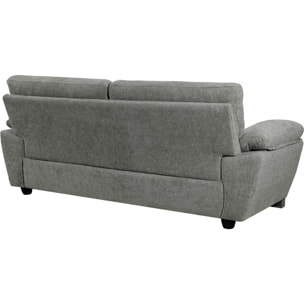 Canapé fixe en tissu "Dallas" - 210 X 88 X 90 cm - 3 places - Gris