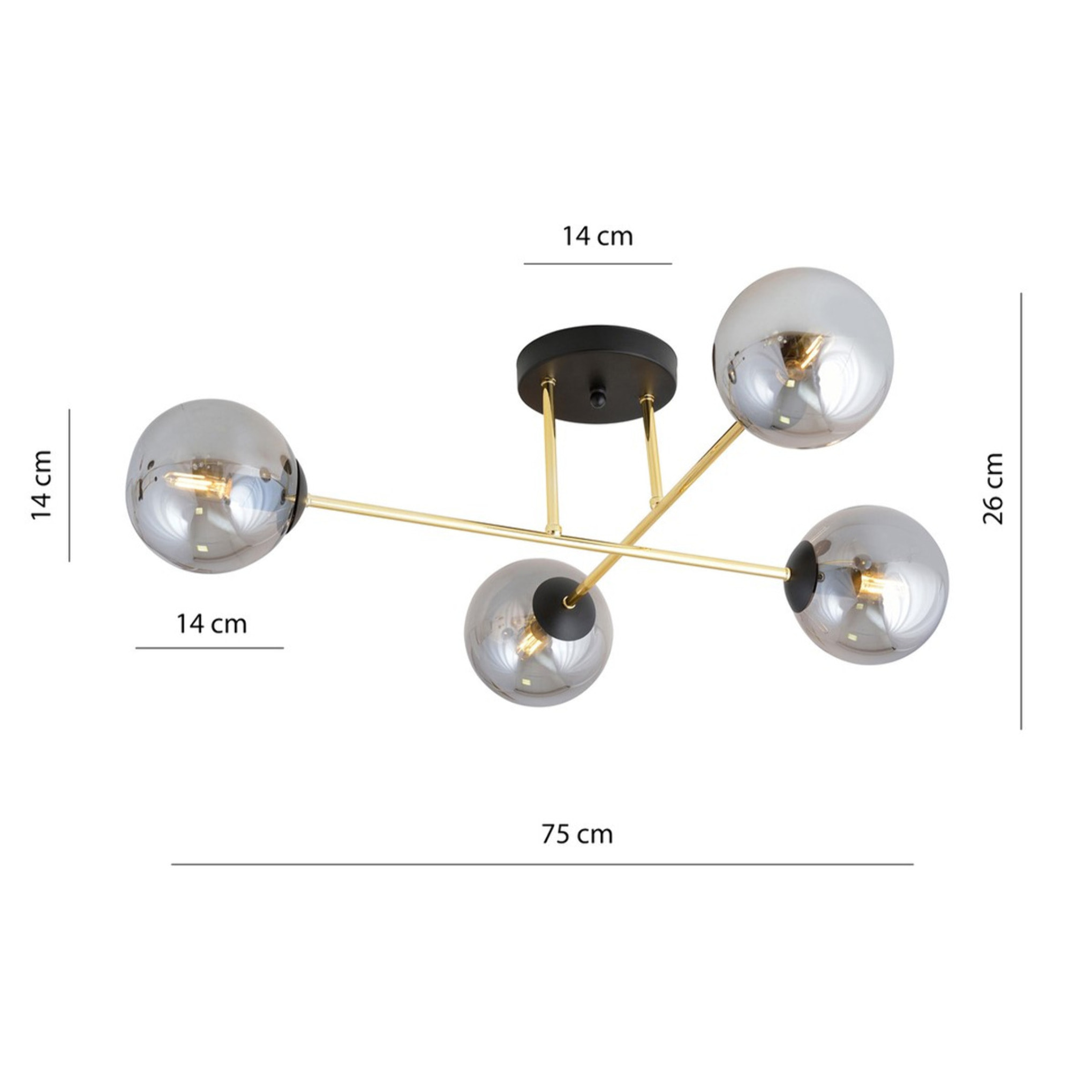 Lampada a sospensione Magnum in acciaio dorato e vetro