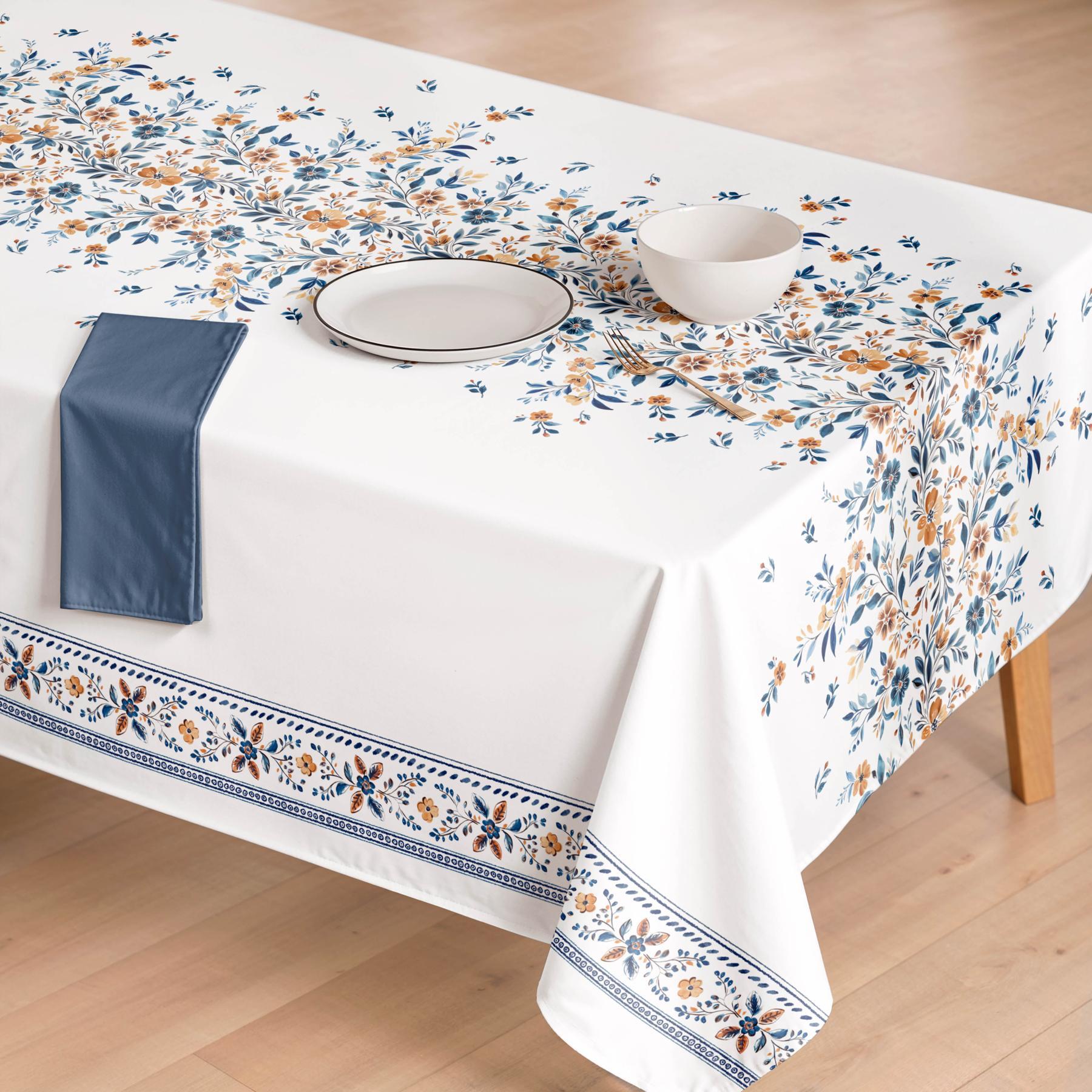 Nappe imprimée anti-tâches IONA BLEU