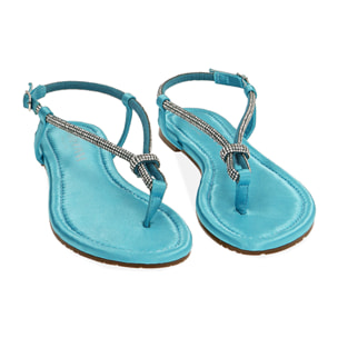 Sandalias planas de raso azul claro