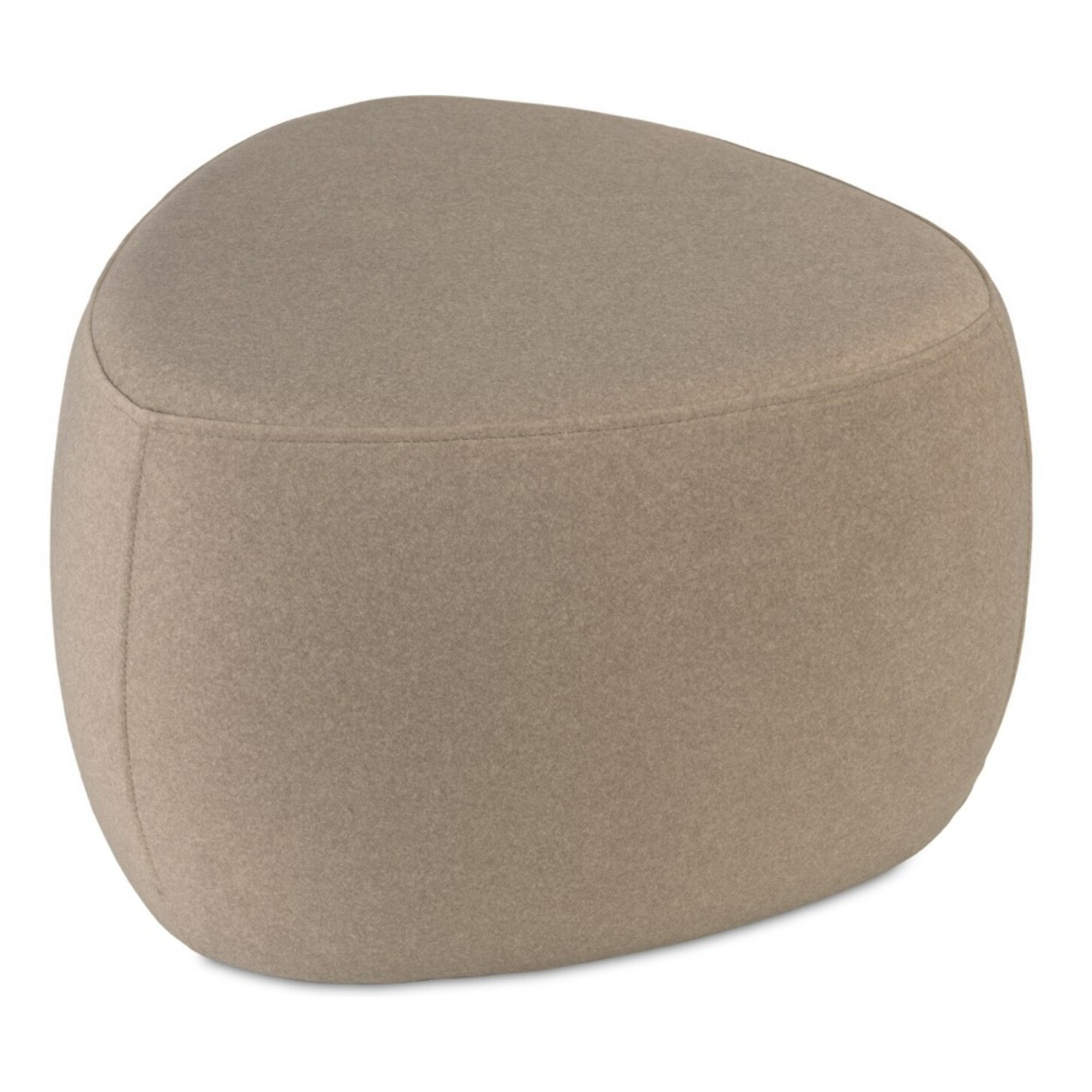 LEOPOLD - Pouf forme galet n°2 en tissu effet velours beige foncé
