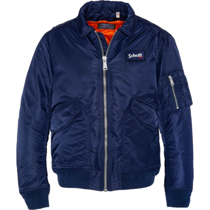 210-100RS CWU JACKET WITH DETACHABLE SCHOTT BADGE 100% RECYCLED NYLON Blu