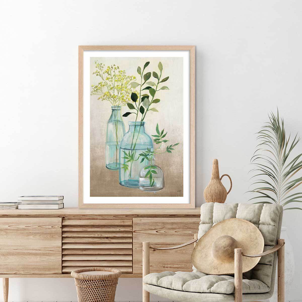 Poster Fleurs médicinales Affiche + cadre en bois - Chêne