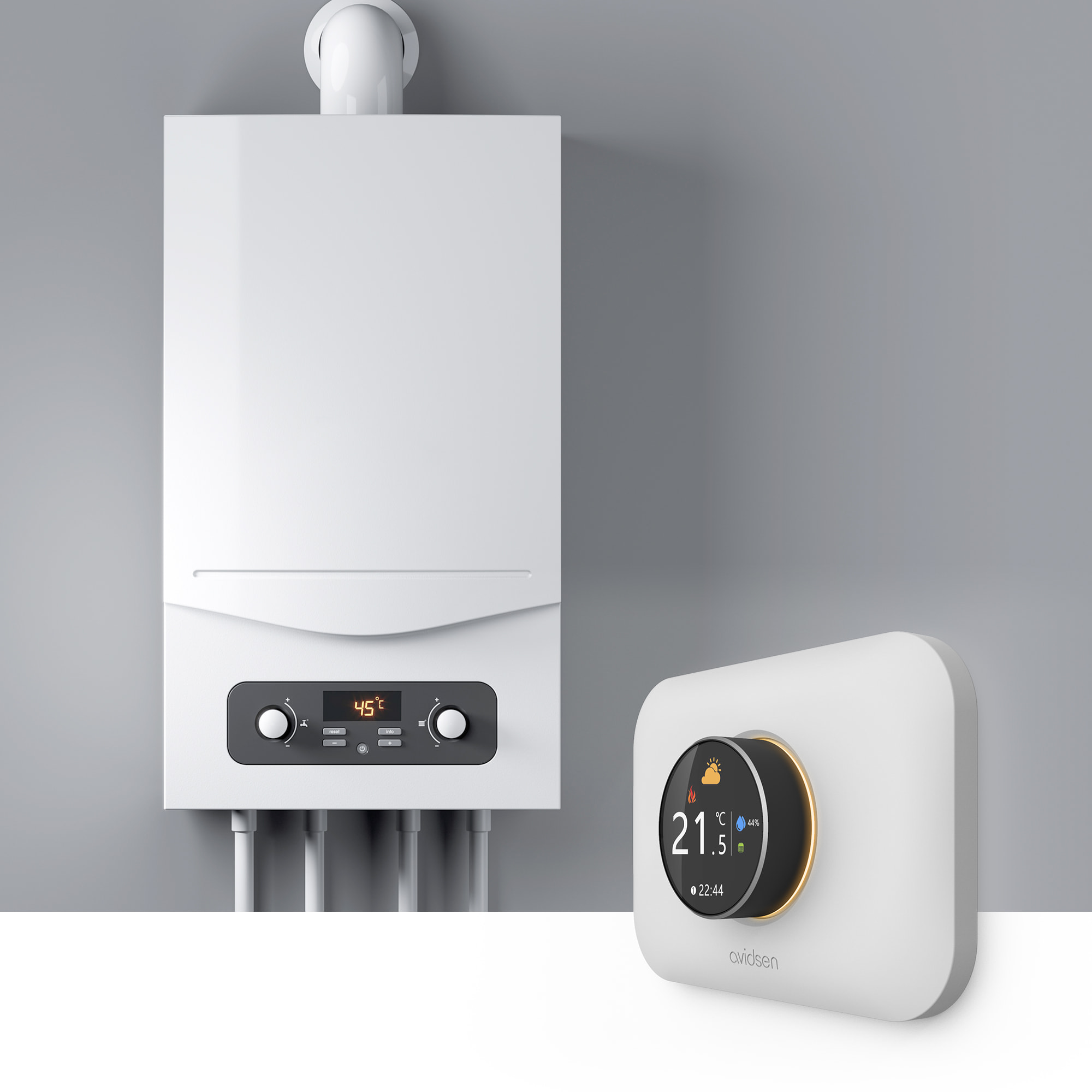 Thermostat Wifi connecté filaire pour chaudière avec programmation HomeFlow Knob - Avidsen - 127067