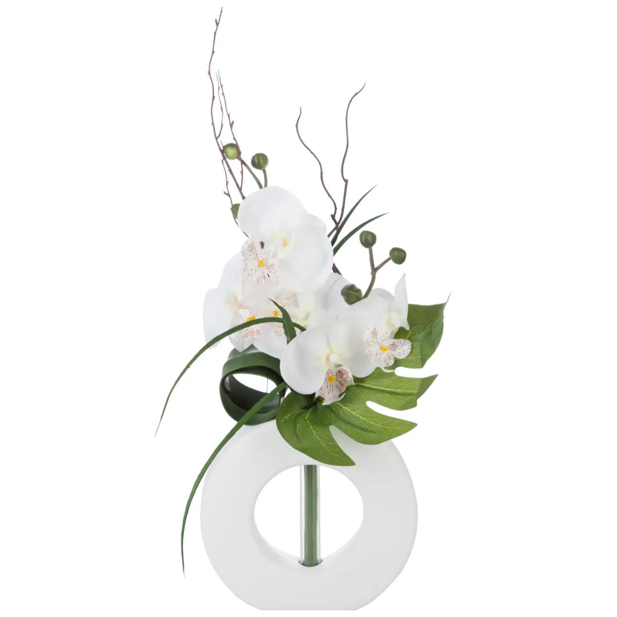 Vase orchidées artificielles blanc vase céramique H44cm