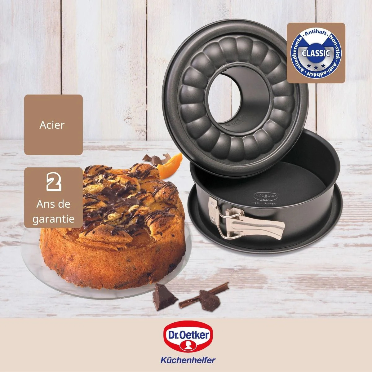 Moule à manqué et à savarin à charnière acier 18 cm Dr. Oetker Tradition