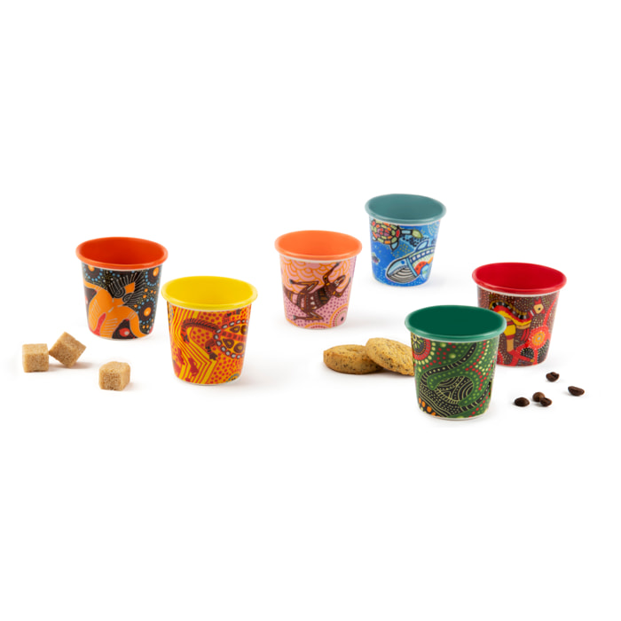 Set 6 Bicchierini Caffè Excelsa – Aboriginal, Porcellana Multicolore