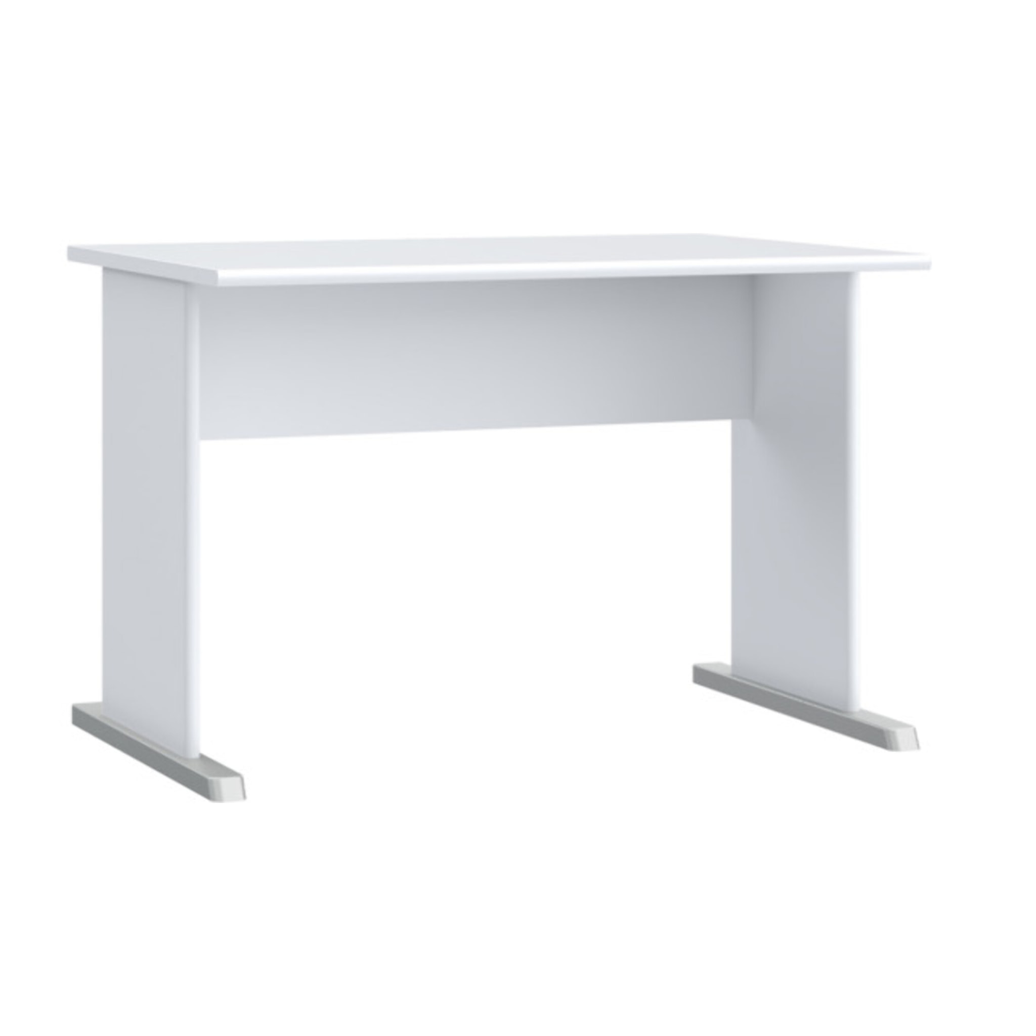Bureau L. 108 cm décor blanc avec piètement effet aluminium - MIA