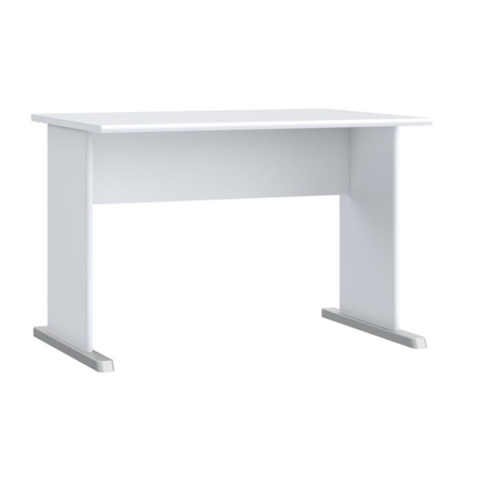 Bureau L. 108 cm décor blanc avec piètement effet aluminium - MIA