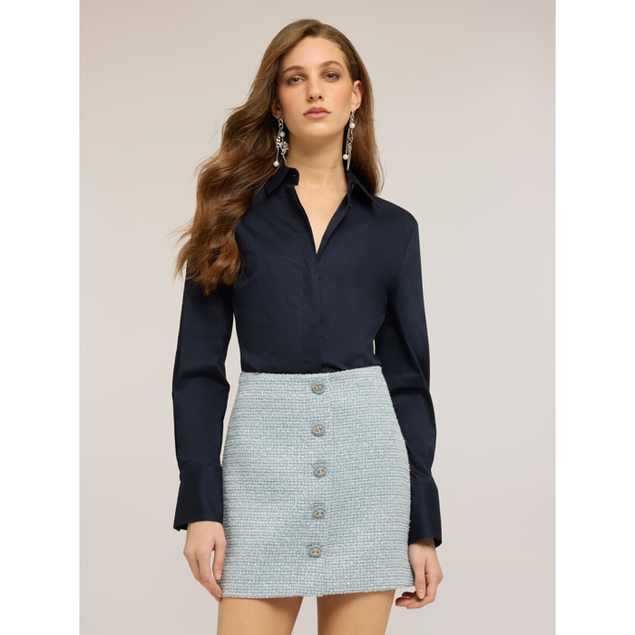 Motivi - Camicia in popeline di cotone - Blu