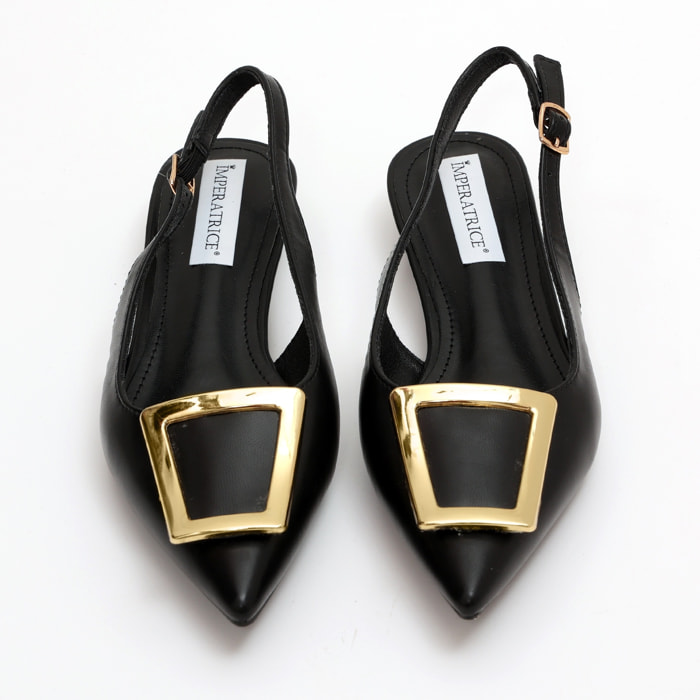 Ballerine slingback in simil pelle con dettaglio color oro sulla punta