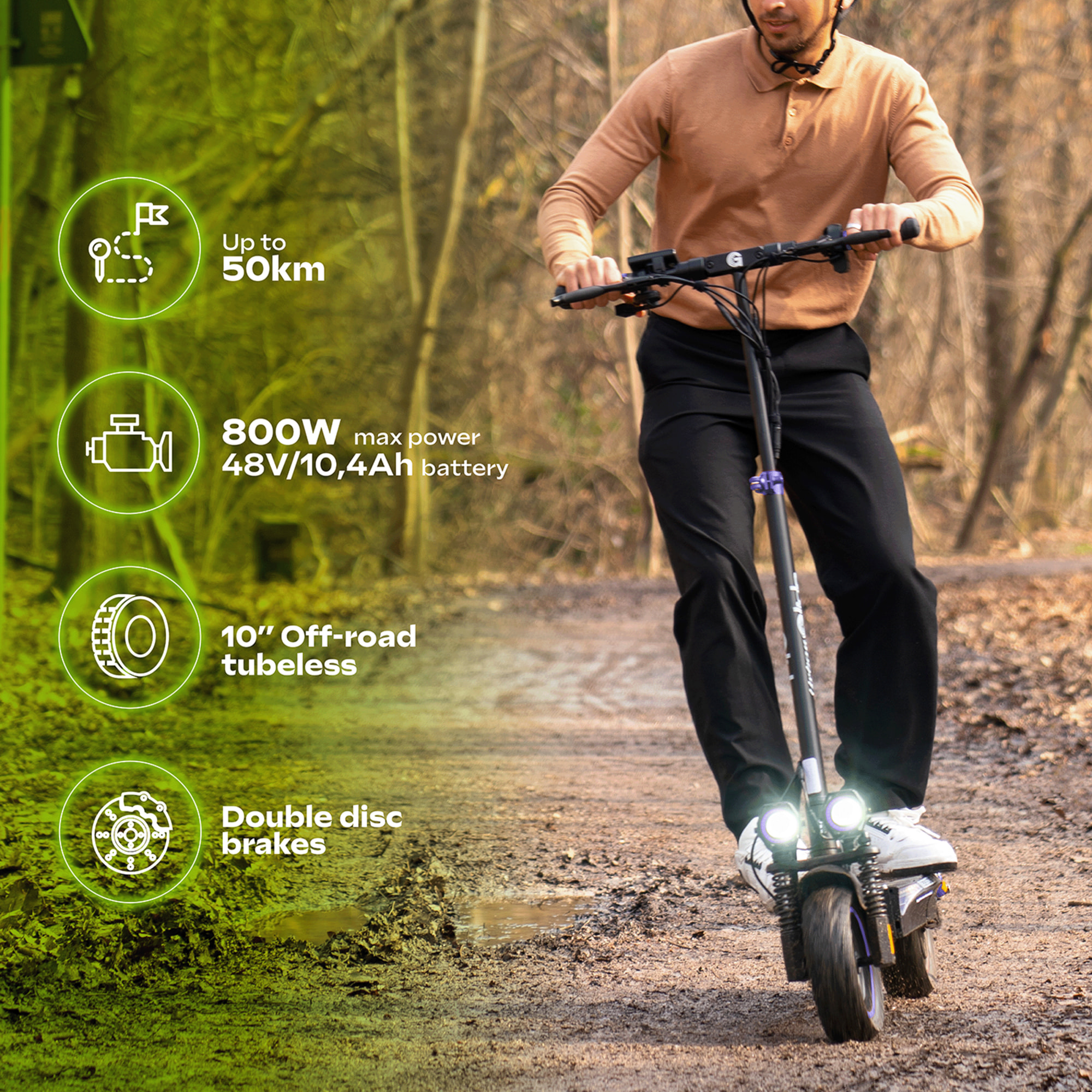 Trottinette Électrique Adulte UrbanGlide  ECROSS –  Moteur 1300W -  Autonomie Jusqu'a 60 km - Pneu Tubeless 10" - Batterie 54V/13Ah - Poids 23Kg
