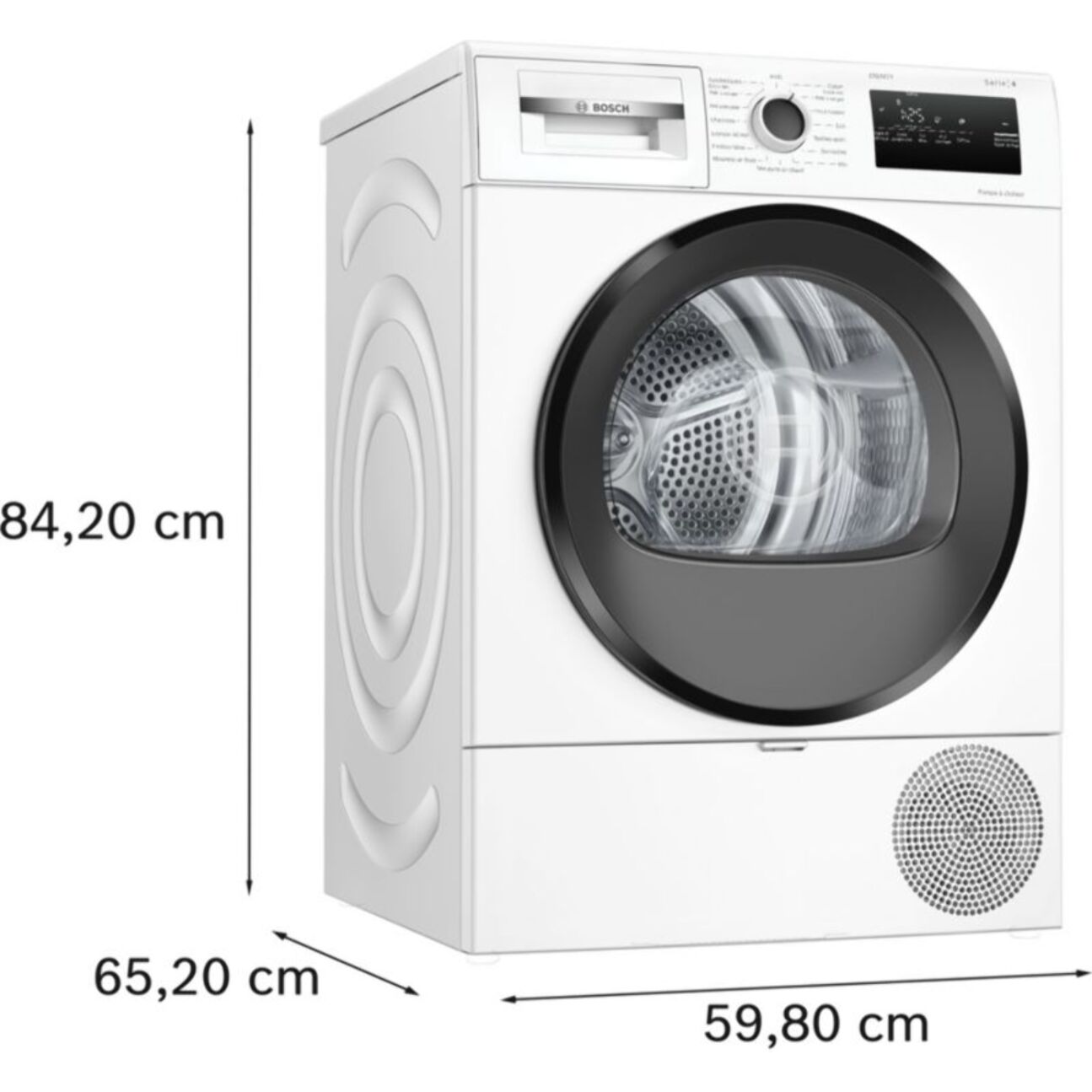 Sèche linge pompe à chaleur BOSCH WTH8520BFR 8kg - Soin quotidien & Ultra-silencieux, SERENITY, Série 4