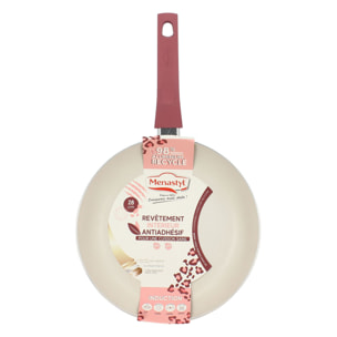 Poêle en aluminium recyclé 28cm léopard rose - tous feux LEOPARD