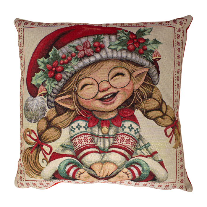 COPPIA CUSCINI ARREDO JACQUARD SFODERABILI 43X43 CM DISEGNO CINDY