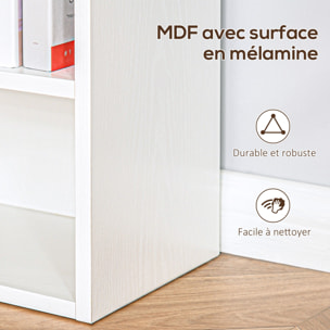 Bibliothèque étagère 6 niveaux design zig zag dim. 60 x 21 x 162,5 cm effet bois blanc