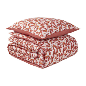 Parure de lit Housse de couette + Taie rectangle en percale de coton, ALLEGORIA, Rouge