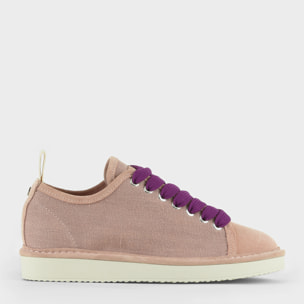 SCARPA ALLACCIATA P01 DONNA IN LINO E SUEDE ROSA CIPRIA-VIOLA PANSE'