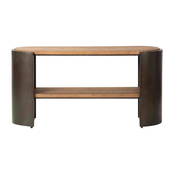 Consola Madera Metal Marron Negro 119x38x61 Cm