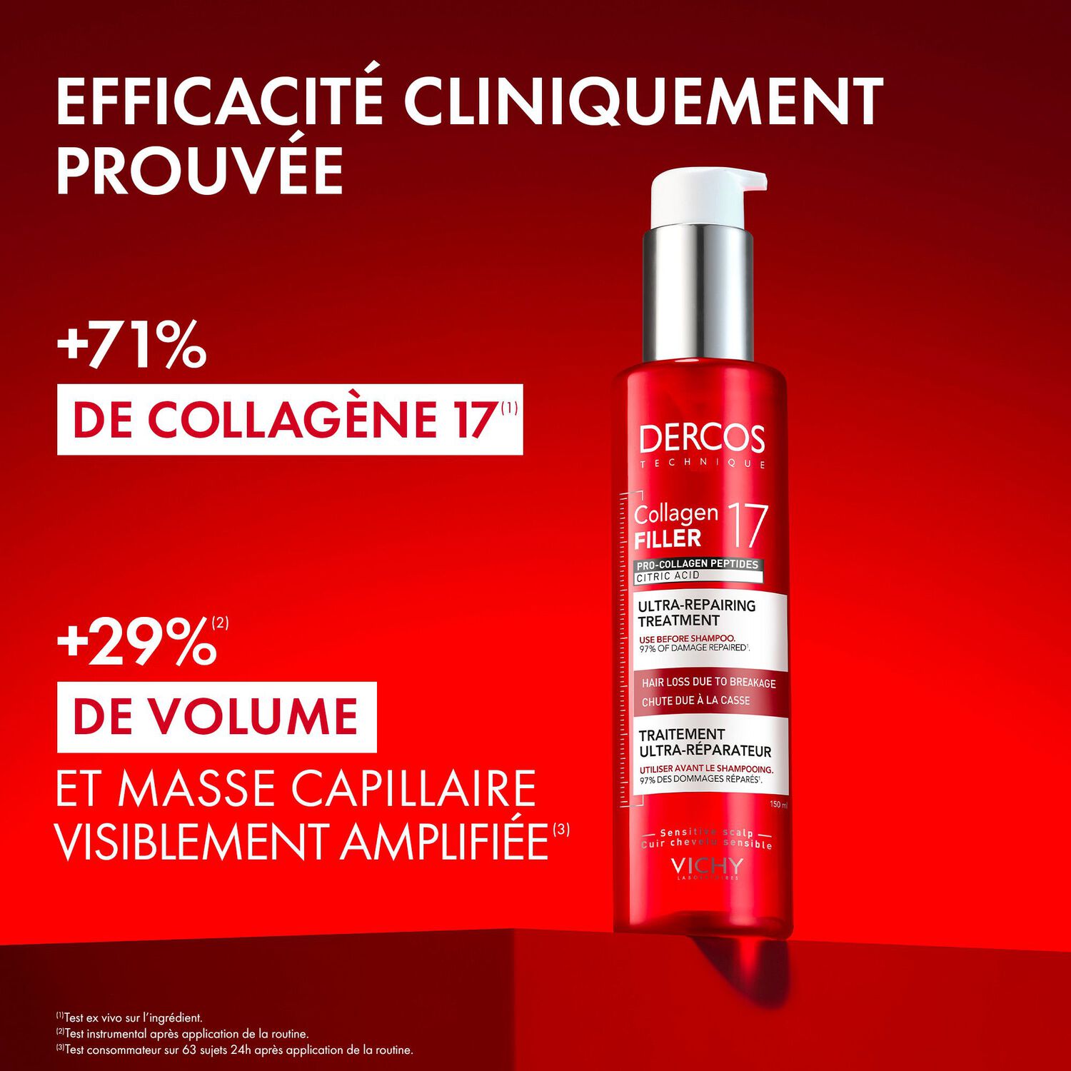 Dercos Collagen Filler - Pré-Shampoing Fortifiant Réparateur Intense Anti-Casse