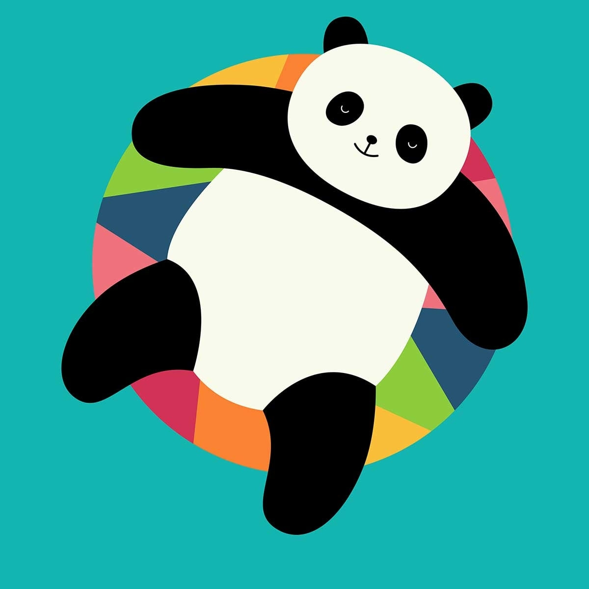 Affiche enfant pool party panda Affiche sous cadre bois