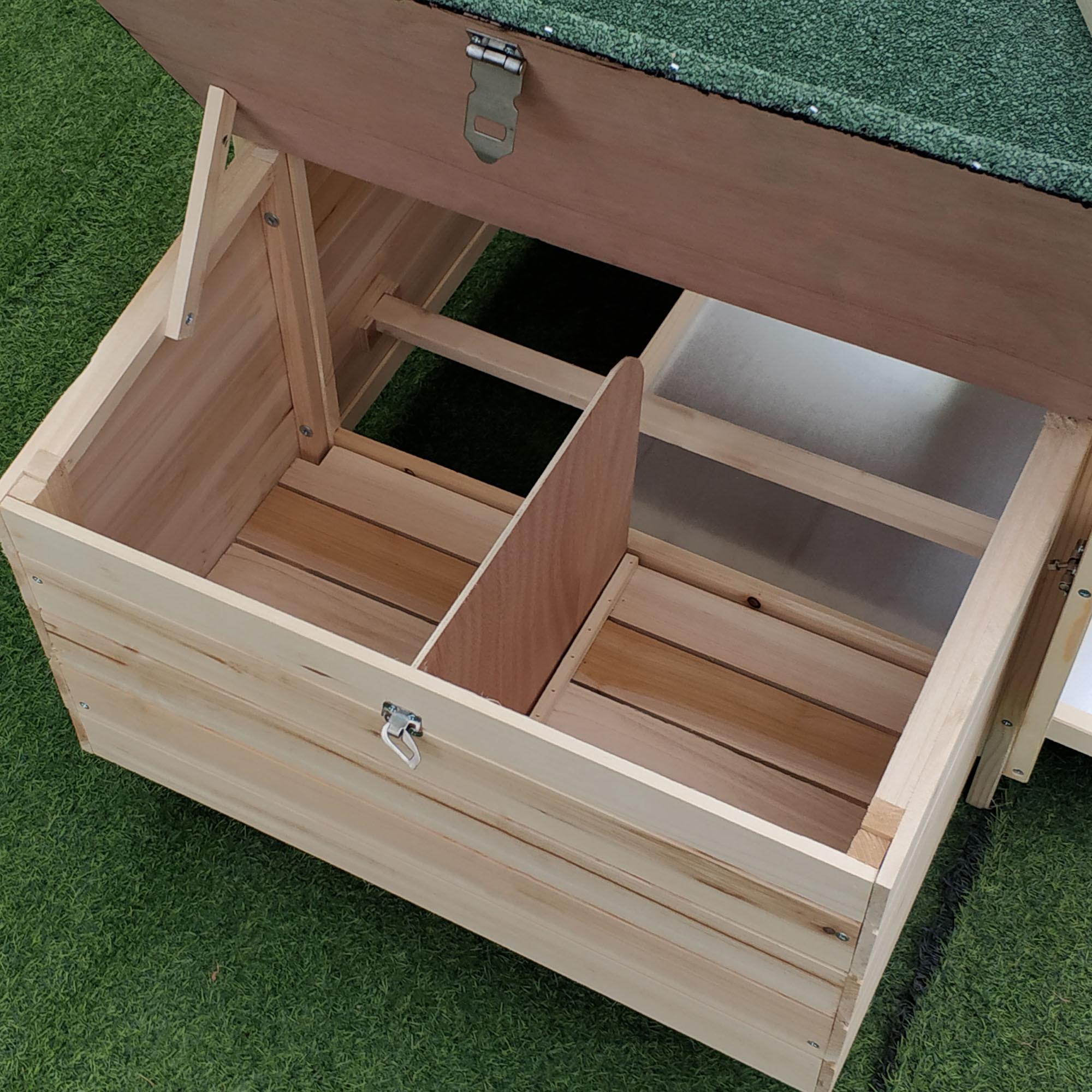 Gallinero de Madera de Abeto Refugio Jaula para Gallinas Pollos Exterior con Caja Nido Bandeja Extraíble y Espacio para Correr 196x76x97 cm Natural