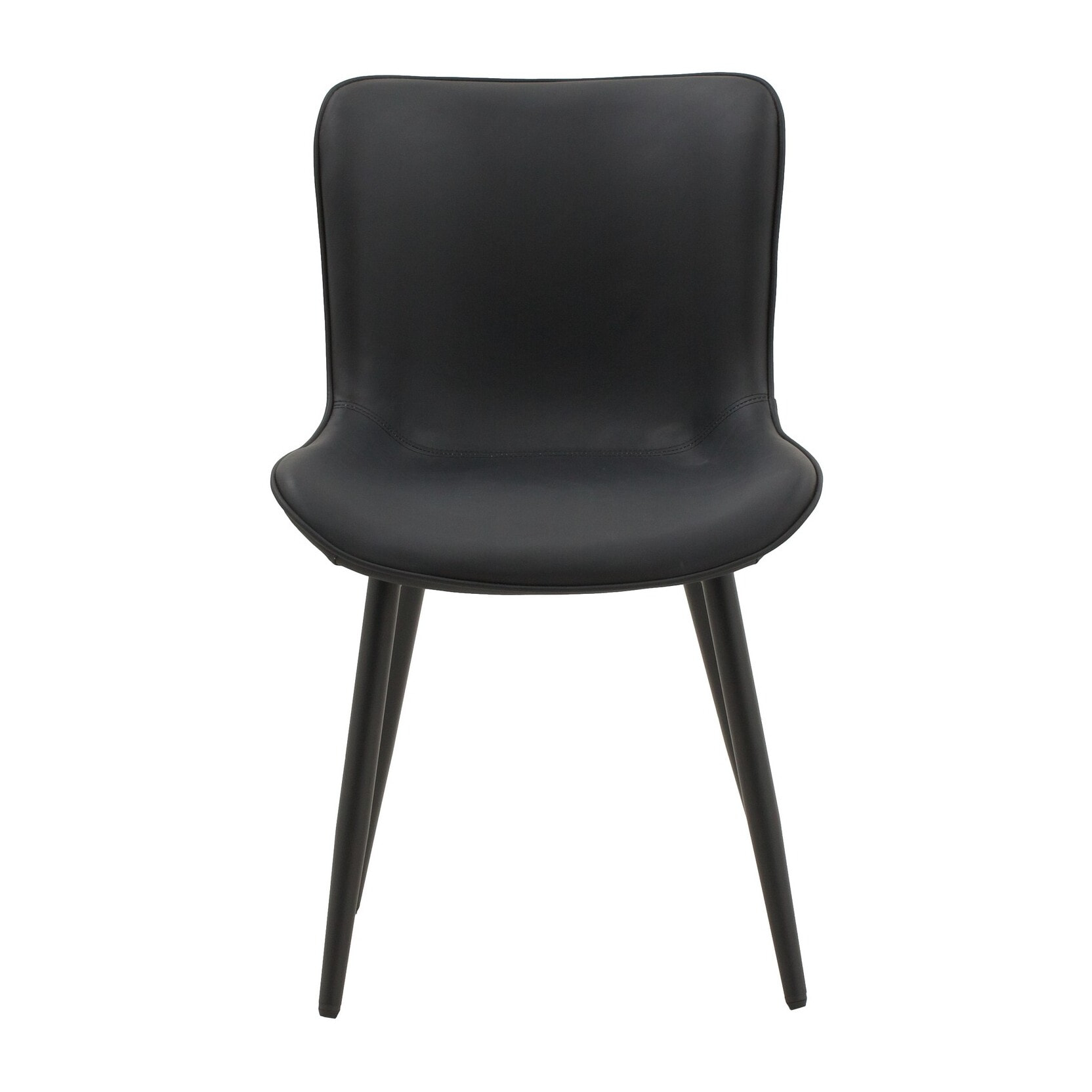 Set di 2 sedie KUDI CHIN in similpelle nero e gambe in metallo nero