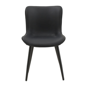 Set di 2 sedie KUDI CHIN in similpelle nero e gambe in metallo nero