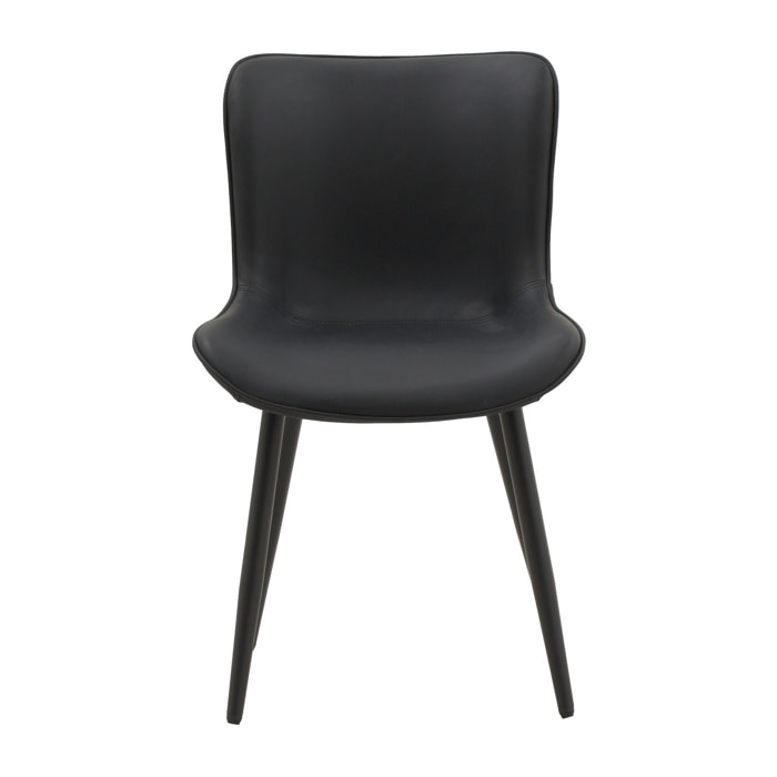 Set di 2 sedie KUDI CHIN in similpelle nero e gambe in metallo nero