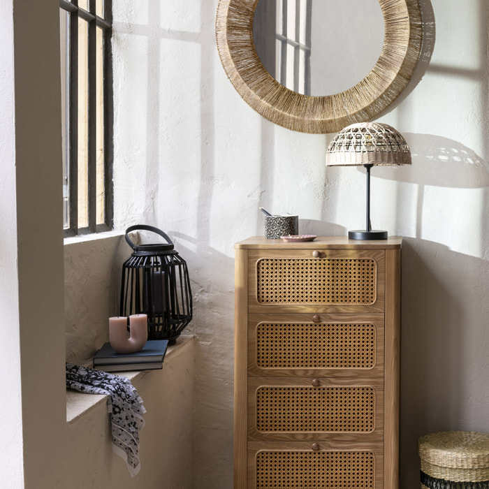 Chiffonier "Tiria" en placage frêne 4 tiroirs 55x38cm