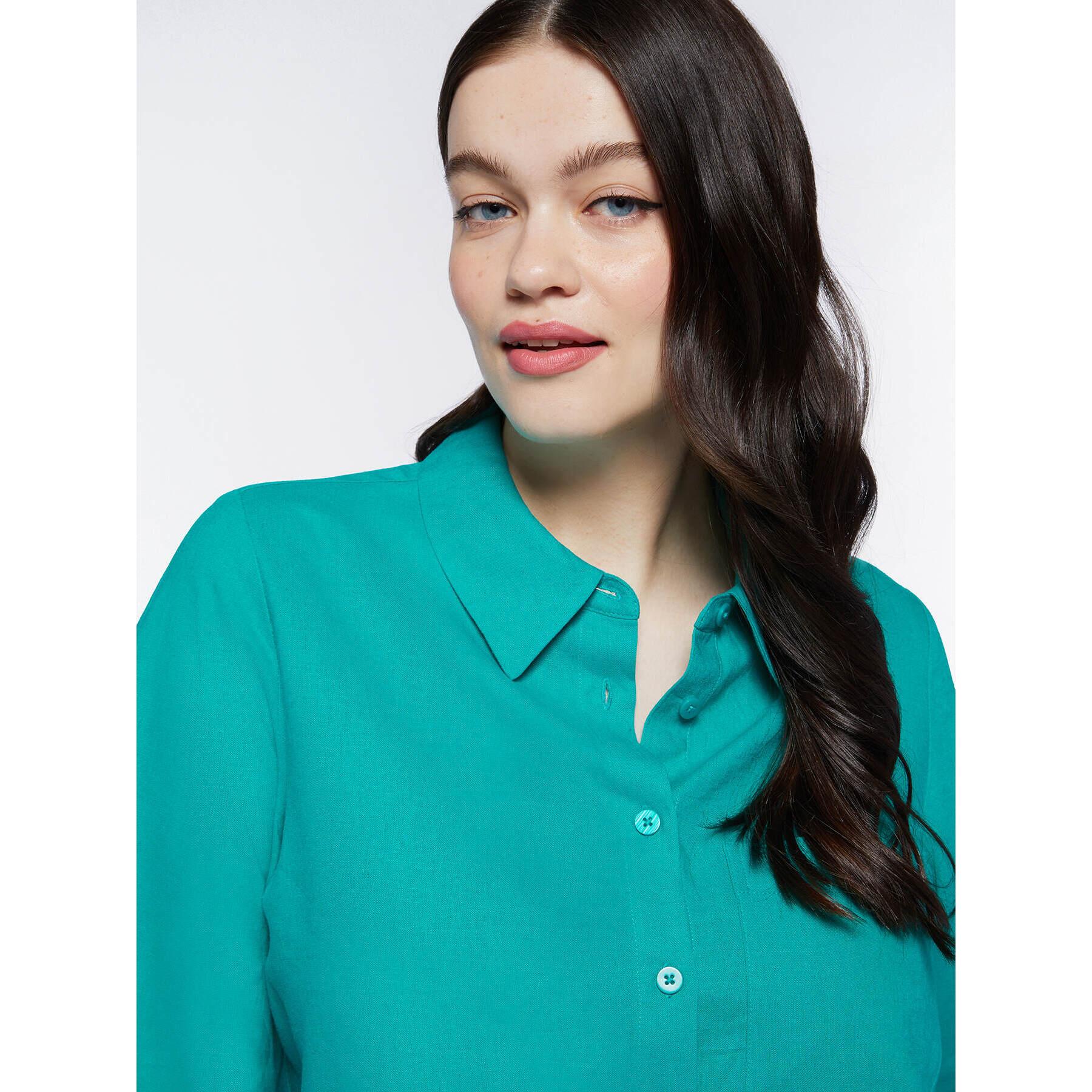 Fiorella Rubino - Camicia relaxed fit in lino e viscosa - Verde acqua