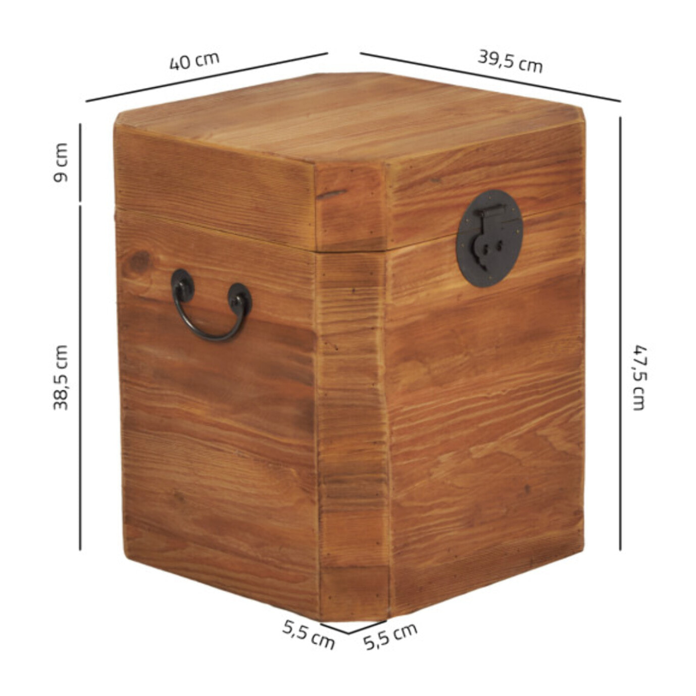 Coffre H39 cm de rangement en bois massif de pin recyclé - ORIGIN