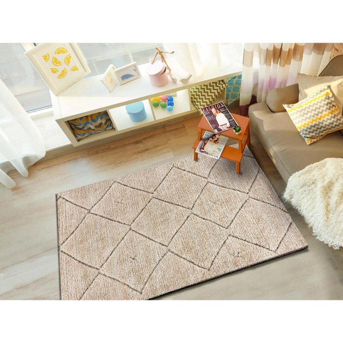 ENYA Alfombra con texturas y diseño escandinavo en tonos beige, varias medidas disponibles