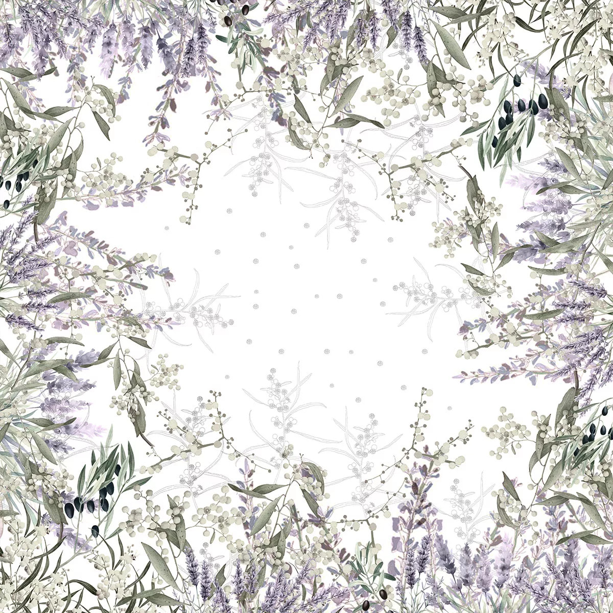 Nappe lin & coton lavé 150 g/m² imprimé violet Parfum de lavande mauve